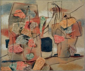 2体のフィギュア、櫛引き 作： 