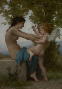 エロスから身を守る少女、1880年頃（帆布に油彩） 作： William Adolphe Bouguereau