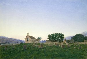 夜明け、カーク・ニュートン教会、ノーサンバーランド（水彩・ボディカラー・紙） 作： Joseph Mallord William Turner