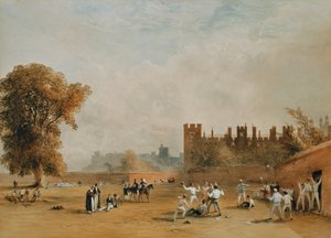 壁のゲーム、Good Calx a Shy at Goal. 1835年頃（水彩） 作： William  Evans