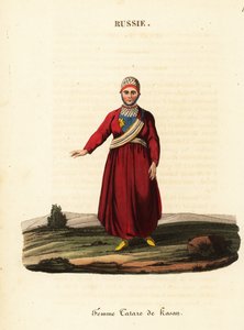 カシュプールとボンネットのタタール人女性 作： William (after) Alexander