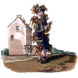 メーデーのドレスを着た煙突掃除夫の少年、1820年頃（エングレーヴィング） 作： William (after) Alexander