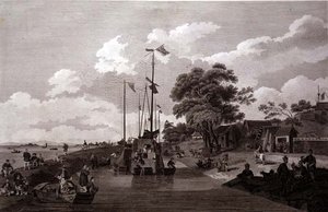 ウィリアム（1747-1810）とエリザベス・エリスが彫った「大運河から土塁で隔てられたパオヨン湖の眺め」、G・ニコルが出版。 作： William (after) Alexander
