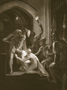 アーサーの死、J. Fittler によって彫刻された、David Hume の「The History of England」の挿絵、パブ。 R.ボウヤー、ロンドン 作： William (after) Hamilton