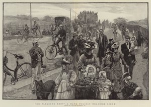 銀行の休日の道端の風景「オン・プレジャー・ベント」（彫刻 作： William (after) Hatherell