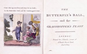 ウィリアム・ロスコー（1753-1831）による児童書「蝶の玉とグラスホッパーの饗宴」からの図解された口絵
