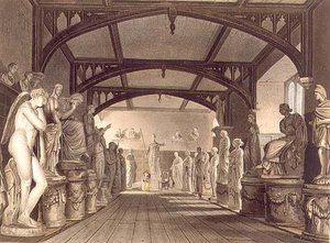 フレデリック・クリスチャン・ルイス（1779-1856）が彫った「オックスフォードの歴史」からの挿絵「スタチュー・ギャラリー」は、R. Ackermannによって出版されました。 作： William (after) Westall