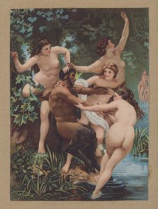 サテュロスとニンフ（クロモリト 作： William Adolphe (after) Bouguereau