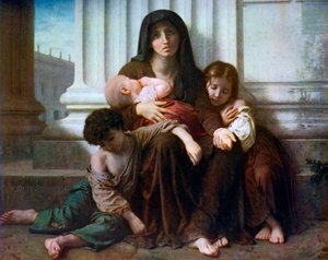 慈善または貧困家庭、1865、1912。 作： William Adolphe Bouguereau