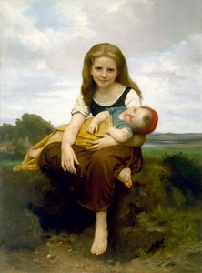 "The Elder Sister" (La Soeur ainee) Peinture de William-Adolphe Bouguereau (1825-1905) 1869 - 油彩・キャンバス - Dim 130x97,2 cm Museum of Fine Arts, Houston 作： William Adolphe Bouguereau