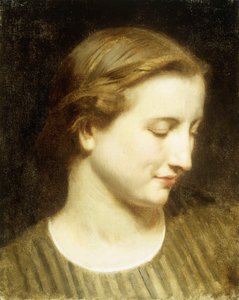 縞模様のドレスを着た女性 作： William Adolphe Bouguereau