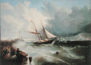 1840年、ヴィクトリア女王との結婚のためにロンドンに向かうアルバート公のドーバー到着（油彩・キャンバス）