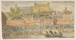 181「ティエンシン劇場」  、1792年から1794年の間にマッカートニー卿の中国皇帝への大使館で作成された風景、海岸線、衣装、日常生活の372枚の絵のアルバムから（紙に鉛筆と水彩） 作： William Alexander