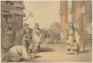 中国の舞台で上演された歴史劇の一場面 作： ウィリアムアレクサンダー