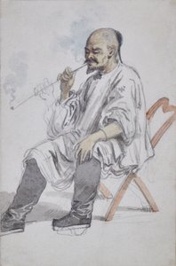 座って喫煙している中国人男性 作： William Alexander
