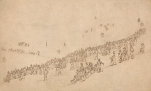 1799 年 8 月 1 日のケンティッシュ志願兵のロイヤル レビューの後、メードストンのモート パークでの夕食の勉強 作： William Alexander