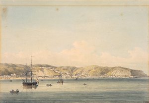 チリ沿岸のバルパライソの町 作： William Alexander