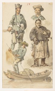f.11 58 中国語学、  1792 年から 1794 年にかけてマッカートニー卿の中国皇帝への大使館で作成された、風景、海岸線、衣装、日常生活の 372 枚の絵のアルバムから (紙に鉛筆と水彩) 作： William Alexander