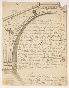 f.14 70橋の研究、  1792年から1794年にかけてマッカートニー卿の中国皇帝への大使館で作成された風景、海岸線、衣装、日常生活の372枚の絵のアルバムから（紙に鉛筆と水彩）
