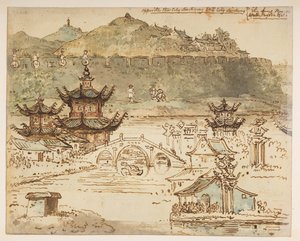 f.59 148v 「リューシュン市のシンリング市の反対側。 Sin-chung Nov 16. Wall, Pagoda etc.」, 179 から 179 作： William Alexander