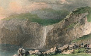滝と石の採石場、ボスカッスルの近く」1832年 作： William Alexander Le Petit