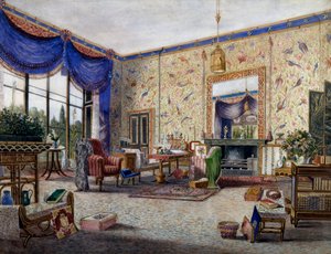 ウィリアム・アルフレッド・デラモット（1775-1863）作「ミドルトン・パークのドローイング・ルーム 作： William Alfred Delamotte