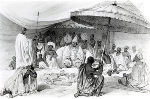アッタは、「ニジェール川の絵のような眺め、ランダーが1832年から33年に最後に訪れたときにスケッチしたもの」、チャールズハゲによるリトグラフ、1840年 作： William Allen