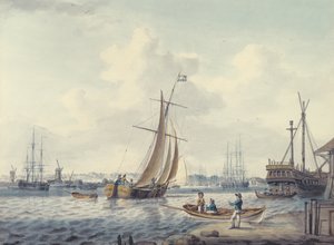 王立海軍兵学校と王立造船所を示すグリニッジとデプトフォードの眺め、1789年（WC）