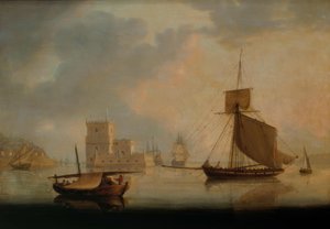 テージョの口のベレン塔による海軍カッター 作： William Anderson