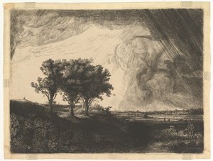 レンブラント後の3本の木、1758年。 作： William Baillie