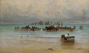 干潮時の魚の積み込み、セントアイブス 作： William Banks Fortescue