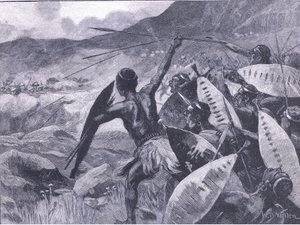 マトッポヒルズでの戦闘：マタベレの担当、キャッセルズイングランドの歴史、1900年代のイラスト 作： William Barnes Wollen