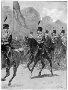 ウィンザーパークでの女王による第1ヨーマンリー旅団のレビュー、1894年。 作： William Barnes Wollen