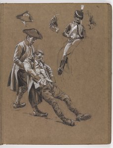 ウィリアムバーンズウォレンによる油絵の研究、1775年のレキシントンの戦い？ 作： William Barnes Wollen