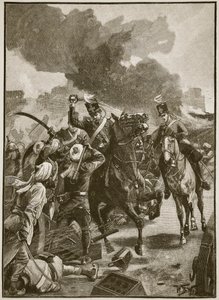 ソブラオンでのサックウェル、1846年、「カッセルの図解されたイングランドの歴史」（セピア写真）のイラスト 作： William Barnes Wollen