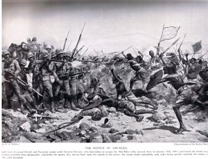1885年1月17日のアブクレアの戦い、「ハチソンの歴史」のイラスト、1910年頃 作： William Barnes Wollen