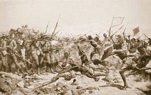 1885年1月17日のアブクレアの戦い、「ハチソンの歴史」のイラスト、1910年頃 作： William Barnes Wollen