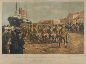 1914年8月、イギリス遠征軍がフランスに上陸 作： William Barnes Wollen