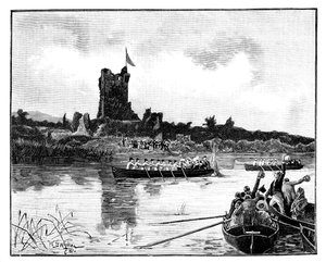 アイルランドのロイヤルツアー、1887年、キラーニーのロス城への訪問 作： William Barnes Wollen