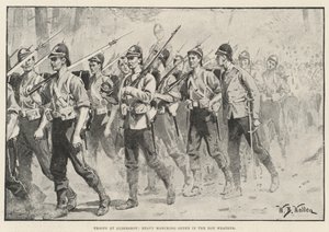 アルダーショットでの軍隊、暑い中の激しい行軍秩序 作： William Barnes Wollen