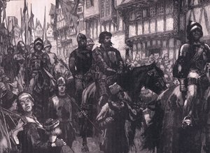 ウェストミンスターホールAD 1304に向かう途中のウォレス 作： William Barnes Wollen