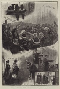 エジンバラのホリールード宮殿でのスコットランド代表議員選挙 作： William Bazett Murray