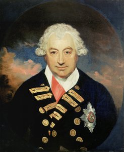 1795年と1797年に地中海のイギリス艦隊を指揮し、ホレイショ・ネルソン(1758-1805)と共にC沖のスペイン艦隊を撃退した、バース勲章のリボンをつけた初代セント・ビンセント伯爵ジョン・ジャービス少将(1735-1823)の肖像画。 作： William Beechey