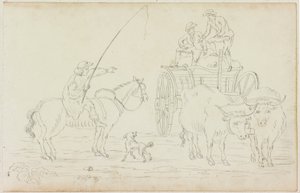 Oxcart Blocking the Way（紙に鉛筆（M754の紙に）） 作： William Beilby