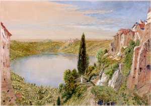 ネミ湖、1862年（紀元前、紙に鉛筆とトイレ）