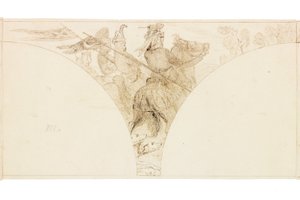 ウォリントンホールの壁画のスケッチ（ボディカラー） 作： William Bell Scott