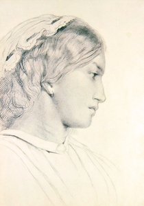 少女の頭の習作（紙に鉛筆） 作： William Bell Scott