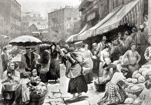 ニューヨークのマルベリーベンドイタリアンコロニー、「ハーパーズウィークリー」誌のイラスト 作： William Bengough