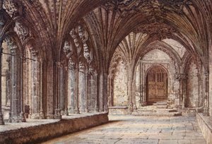 カンタベリー大聖堂、回廊から殉教場への扉（カラーリトグラフ） 作： William Biscombe Gardner