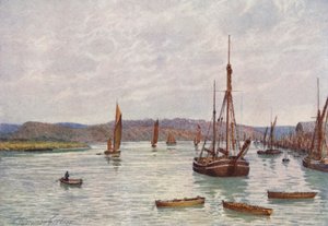チャタム桟橋からメドウェイを望む（カラーリトグラフ） 作： William Biscombe Gardner